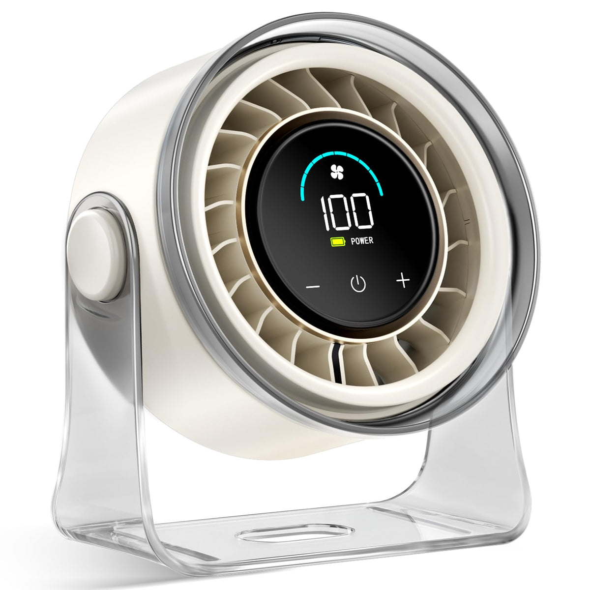 FRONTSUN Portable Desk Fan,Quiet Fan for Bedroom,Portable Fan withTurbo Airflow,Fans with 100 Speeds Digital Display, 360° Tilt,Rechargeable Battery Powered Fan,Small Fan for Home