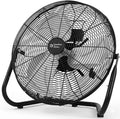 Comfort Zone Cradle Floor Fan, Electric, High-Velocity,180 Degree Adjustable Tilt, 18 inch, 3 Speed, Carry Handle, Rubber Feet, Metal, Airflow 19.36 ft/sec, Ideal for Garage or Workshop, CZHV18BK