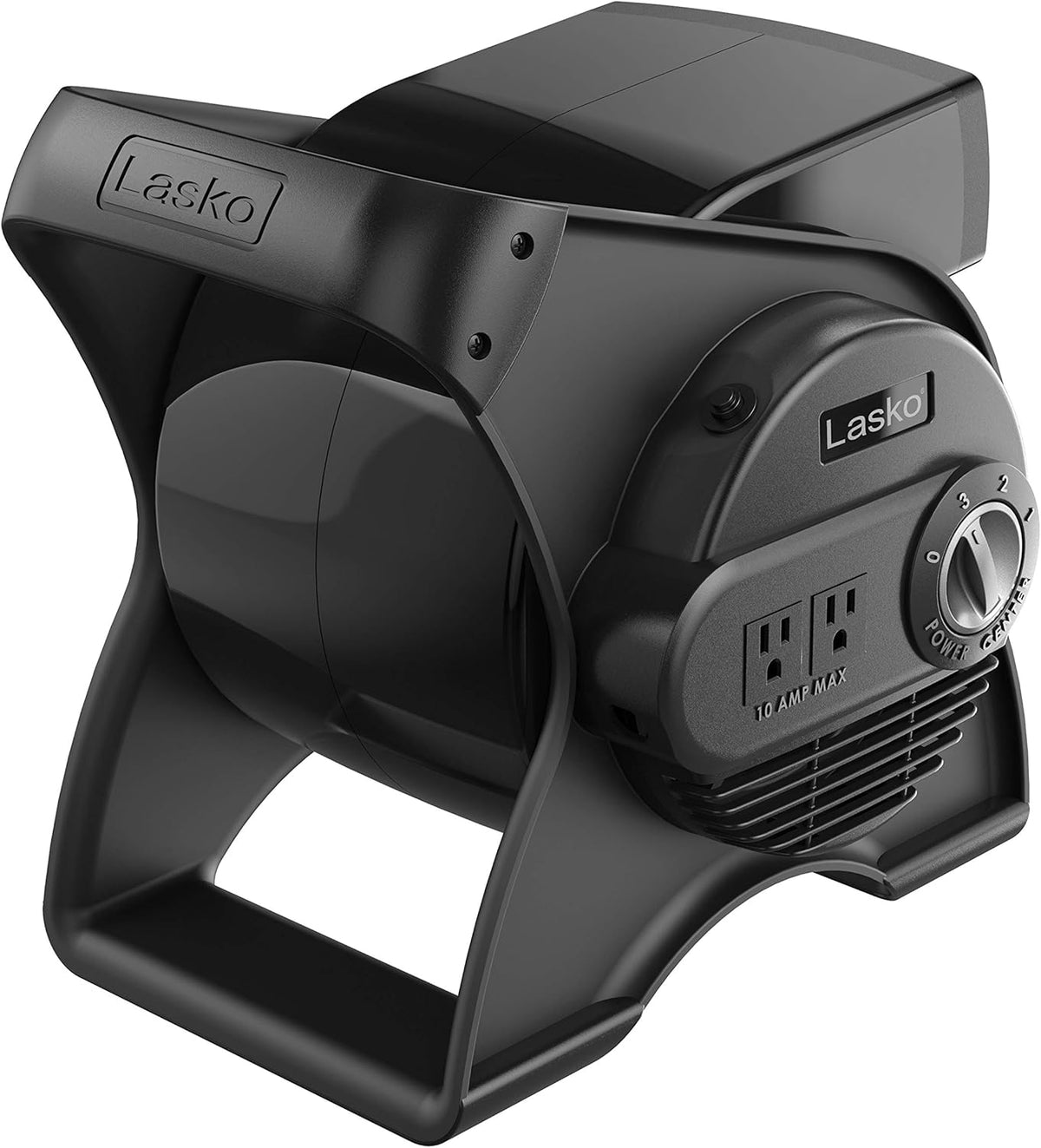 Lasko Pivoting High Velocity Portable Utility Fan - 12" - U12104 - Black | Adjustable Air Mover Blower Fan for Bedroom, Office Desk, Garage, and Home, With 2 Outlets 120V, 3 Speeds